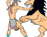 Dibuix Gladiador contra lleó pintat per helsi