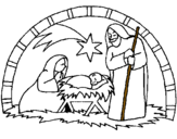 Dibuix Pessebre de nadal  pintat per nuri