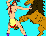 Dibuix Gladiador contra lleó pintat per VADIC