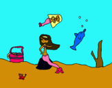 Dibuix Sirenita III pintat per al  pais de  sota  mar
