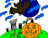 Dibuix Paisatge de Halloween pintat per gemma