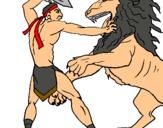 Dibuix Gladiador contra lleó pintat per manpreet