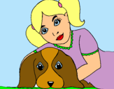 Dibuix Nena abraçant al seu gos  pintat per Lucia pr
