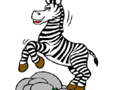 Dibuix Zebra saltant pedres pintat per Mònica