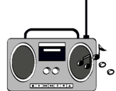 Dibuix Radio cassette 2 pintat per marc