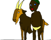 Dibuix Cabra i nen africà pintat per georgina biosca
