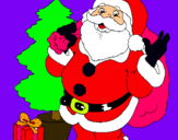 Dibuix Santa Claus i un arbre de nadal  pintat per carla