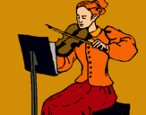 Dibuix Dama violinista pintat per anònim