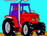 Dibuix Tractor en funcionament  pintat per Roger