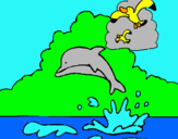 Dibuix Dofí i gavina pintat per NEREA