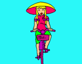 Dibuix Xina amb bicicleta pintat per MIREIA HORTA