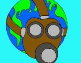 Dibuix Terra amb màscara de gas pintat per laia marti  juncosa