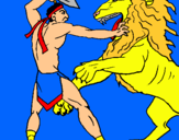 Dibuix Gladiador contra lleó pintat per marti  acetesmeu