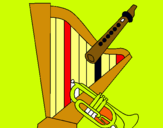 Dibuix Arpa, flauta i trompeta pintat per ROGER 