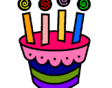 Dibuix Pastís amb espelmes pintat per aniversari