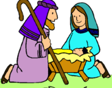 Dibuix Adoren al nen Jesús  pintat per naixement