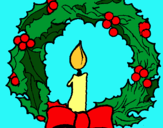 Dibuix Corona de nadal i una espelma pintat per Emma Suy