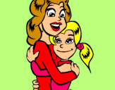 Dibuix Mare i filla abraçades pintat per cristina m.m.