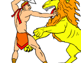 Dibuix Gladiador contra lleó pintat per marc onega