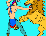 Dibuix Gladiador contra lleó pintat per ayman