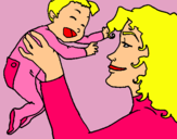 Dibuix Mare amb la seva nadó pintat per ingrid hortensi mach