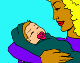 Dibuix Mare amb la seva nadó II pintat per natàlia  reixach  alvarez