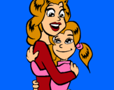 Dibuix Mare i filla abraçades pintat per HELENA