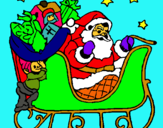 Dibuix Pare Noel en el seu trineu  pintat per Pol
