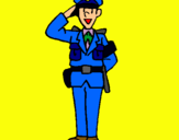 Dibuix Policia saludant pintat per marc 