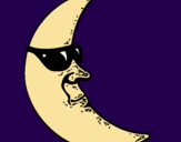 Dibuix Lluna amb ulleres de sol pintat per pepa