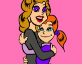 Dibuix Mare i filla abraçades pintat per gisela