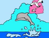 Dibuix Dofí i gavina pintat per julia artigau