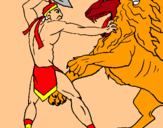 Dibuix Gladiador contra lleó pintat per migul