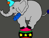 Dibuix Elefant sobre una pilota pintat per ULRRICH