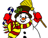 Dibuix Ninot de neu amb bufanda  pintat per dibuix-separadors-nadal 1