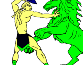 Dibuix Gladiador contra lleó pintat per muhammad