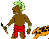 Dibuix Caçador II pintat per un homa maia