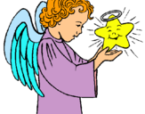 Dibuix Àngel i estrella pintat per mirietta