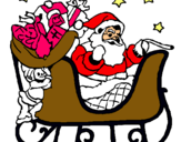 Dibuix Pare Noel en el seu trineu  pintat per marc