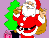 Dibuix Santa Claus i un arbre de nadal  pintat per lidia grebol garcia