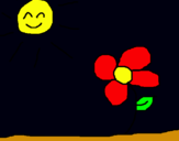 Dibuix Sol i flor 2 pintat per sara