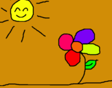 Dibuix Sol i flor 2 pintat per mireia