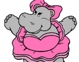 Dibuix Hipopótama amb llaç pintat per aitita99