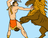 Dibuix Gladiador contra lleó pintat per Sara