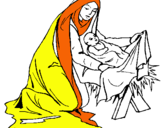 Dibuix Naixement del nen Jesús  pintat per pal