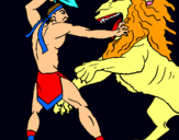 Dibuix Gladiador contra lleó pintat per llucrex
