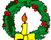 Dibuix Corona de nadal i una espelma pintat per josep