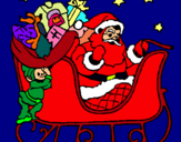 Dibuix Pare Noel en el seu trineu  pintat per matilde y carol