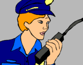 Dibuix Policia amb el walkie pintat per Arale Norimaki