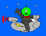 Dibuix Marcià amb moto espacial pintat per  guillem